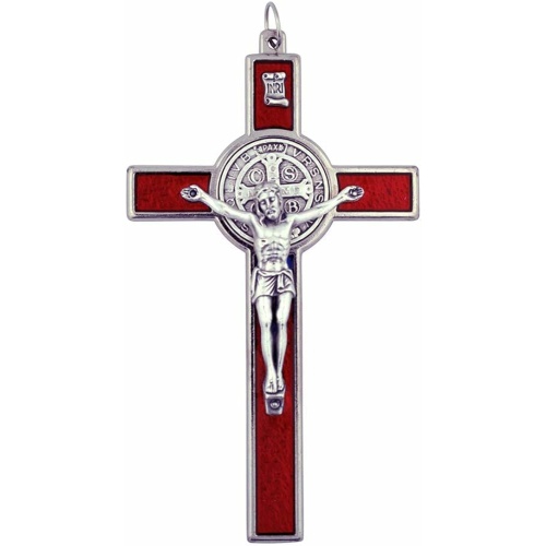 10.5cm St Benedict Crucifix - Red Translucent inlay