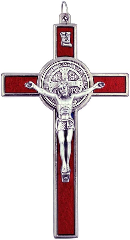 10.5cm St Benedict Crucifix - Red Translucent inlay