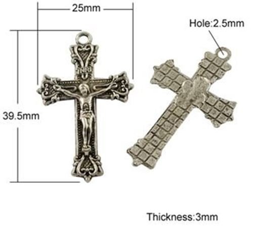 3.9cm Ornate edged Crucifix in silver