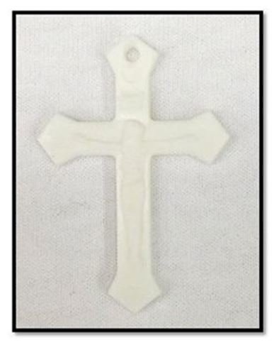 5cm - Mission White Ornate Plastic Crucifix