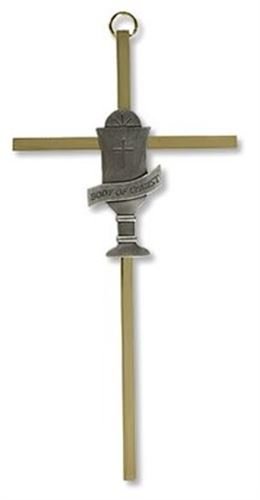 Chalice Brass / Pewter 1st Holy Communion Cross
