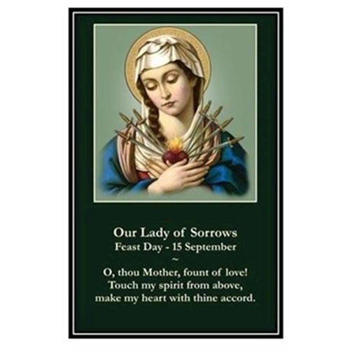 Our Lady of Sorrows Holy Prayer Card