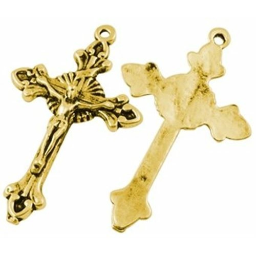 Scalloped Bordered Sun Crucifix  - gold