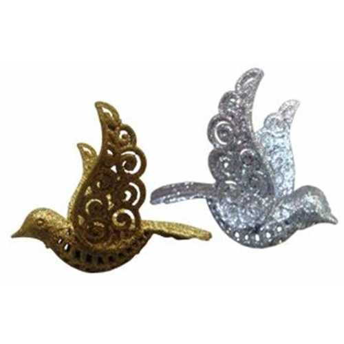 Silver glitter dove ornament - 11cm