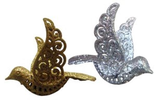 Silver glitter dove ornament - 11cm
