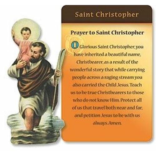 St Christopher Magnet and Prayer Card  - patron of travellers