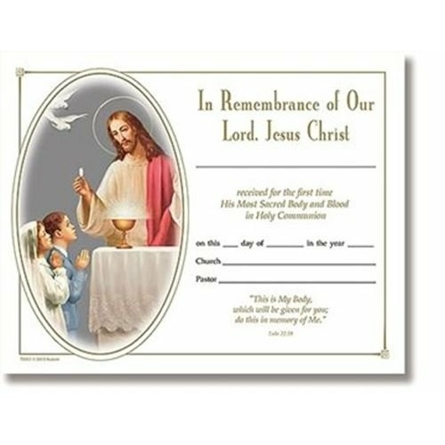 1st Holy Communion Certificate - In Remembrance of Our Lord, Jesus Christ