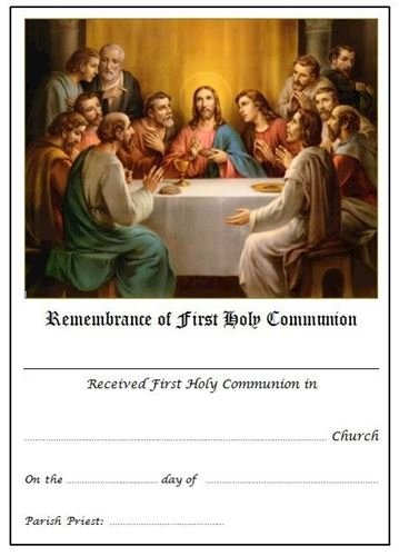 1st Holy Communion Certificate - Last Supper