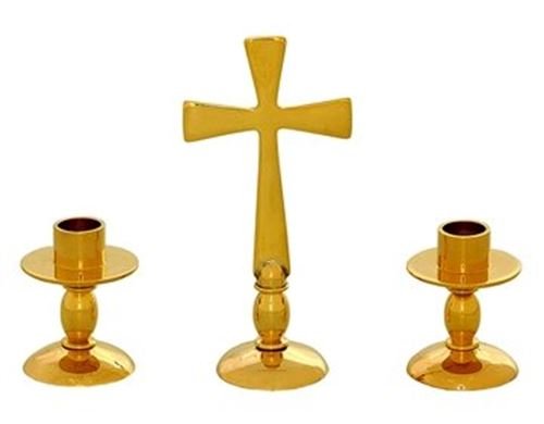 Altar Set - 10.75cm Cross with Matching 4.5cm Candle holders