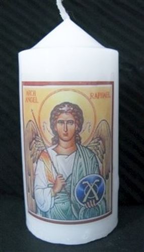Archangel Raphael Votive candle - Patron Saint of all Illness and healing, Young People, Lovers