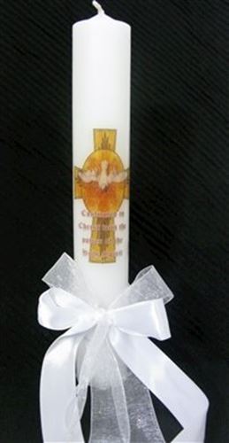 Confirmed in Christ Dove Cross Candle