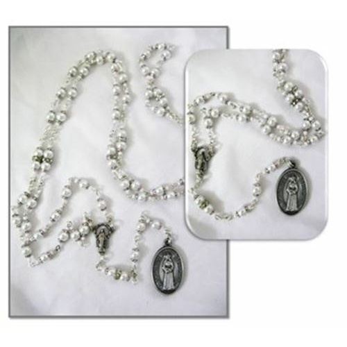 Our Lady of Tears Chaplet in Faux glass White Pearls