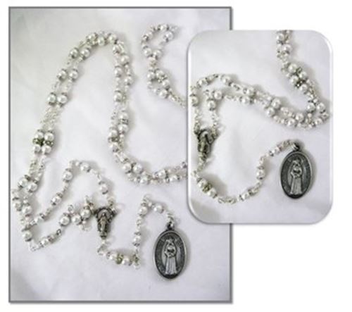 Our Lady of Tears Chaplet in Faux glass White Pearls