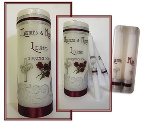 Unity Candles - Maroon & Silver