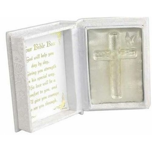 Your Bible Box - Hand blown Cross with mother of Pearl Dove