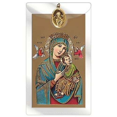 Mother of Perpetual Help gold Medal with Prayer Card