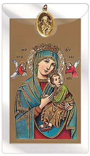 Mother of Perpetual Help gold Medal with Prayer Card