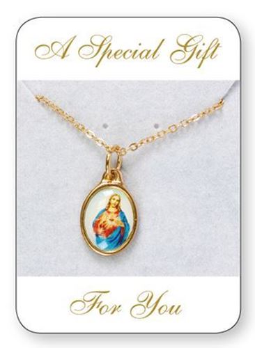 Sacred Heart of Jesus Gold Plated Medal and Chain