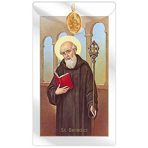 St Benedict gold Medal with Prayer Card