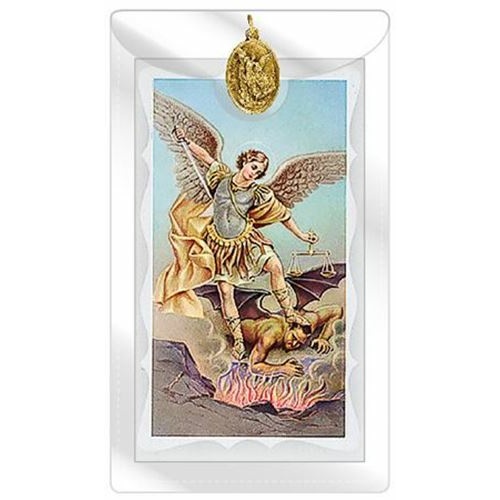 St Michael the Archangel gold Medal with Prayer Card