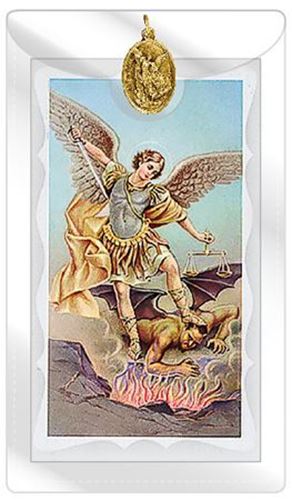 St Michael the Archangel gold Medal with Prayer Card