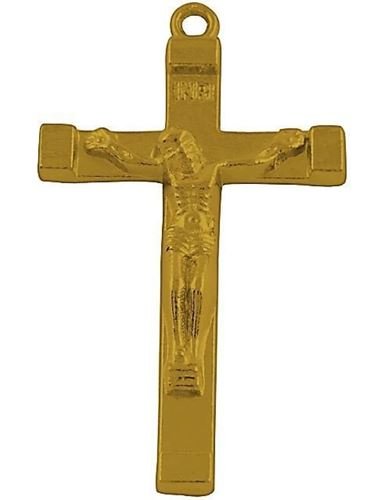 4.5cm Square Based Crucifix - Gold