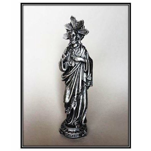 22cm Sacred Heart of Jesus Statue in Antique Silver
