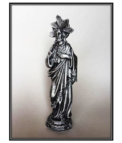 22cm Sacred Heart of Jesus Statue in Antique Silver