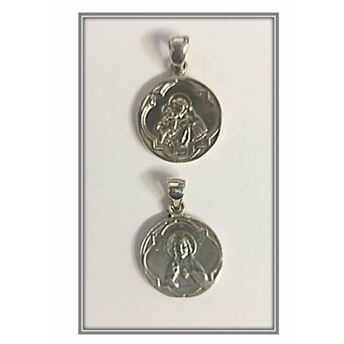 Sterling Silver St Anthony & Sacred Heart Medal / Pendant