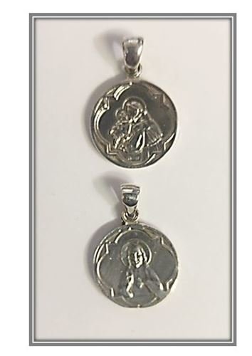 Sterling Silver St Anthony & Sacred Heart Medal / Pendant