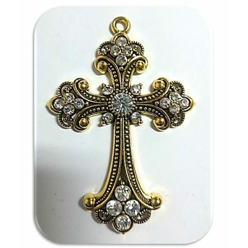 7.5cm Diamante' Gold plated Cross