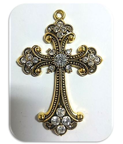 7.5cm Diamante' Gold plated Cross
