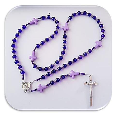 Shades of Purple Rosary with Pope Francis / Papal Emblem (Mark Down)