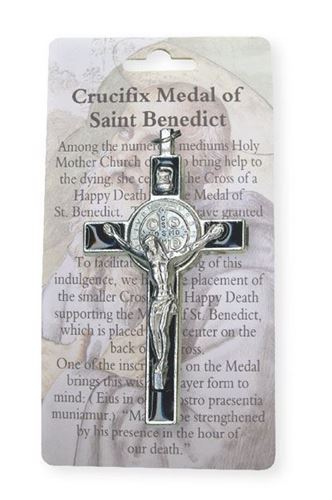 8cm Black inlay St Benedict Metal Crucifix