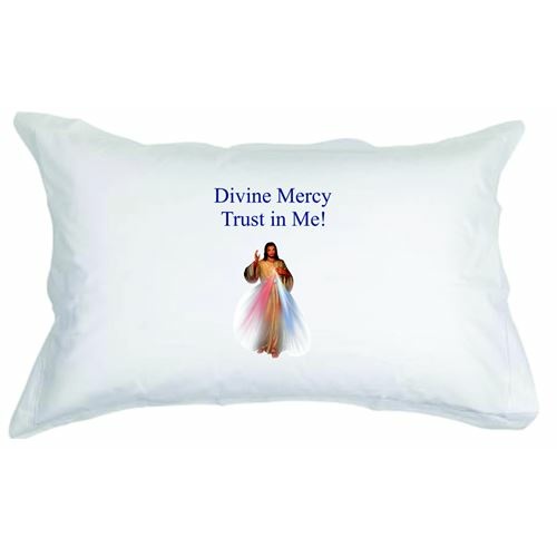 Set of Two - Divine Mercy - Trust in Me!  White pillow cases