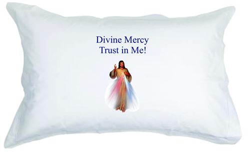Set of Two - Divine Mercy - Trust in Me!  White pillow cases