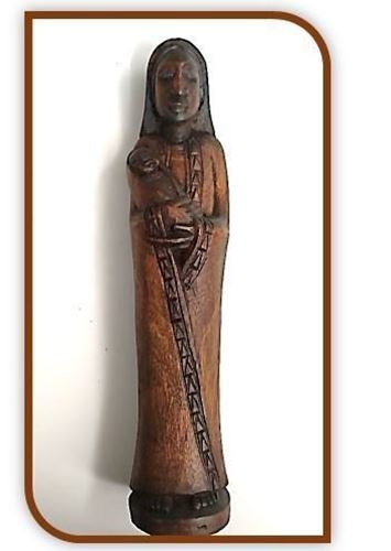 25.5cm African Hand Carved Madonna & Child