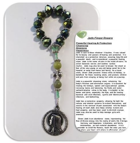 Jade Healing  crystal finger Rosary - Healing, Protecting, anorexia, cleansing