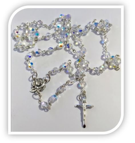 6mm Swarovski Crystal AB Rosary in Sterling Silver