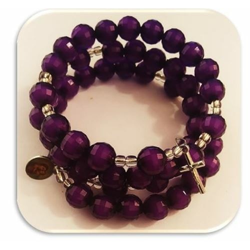 9mm Purple window 5 decade bracelet Rosary