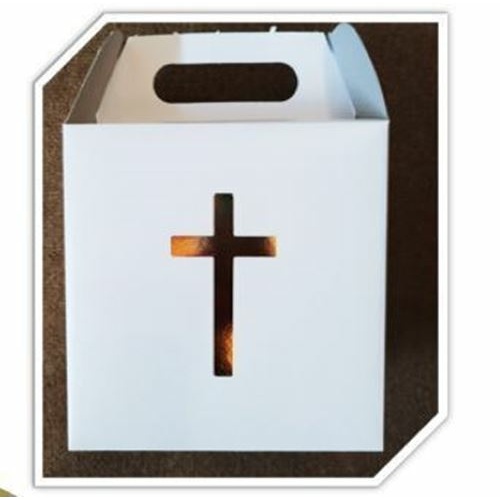 White party box with Gold Foil Cross SET OF 5