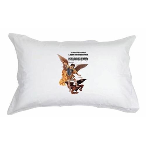 Set of Two -St Michael the Archangel  White pillow cases
