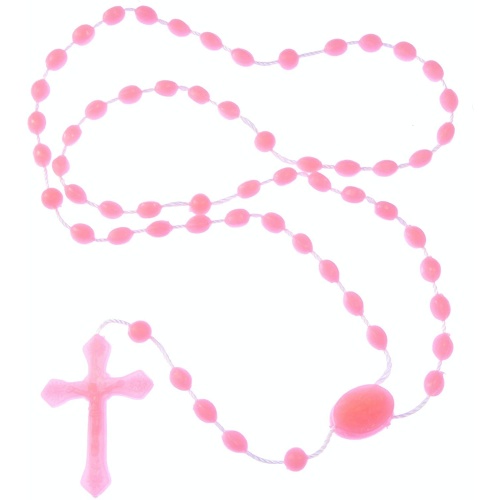 Pink Plastic Cord Rosary