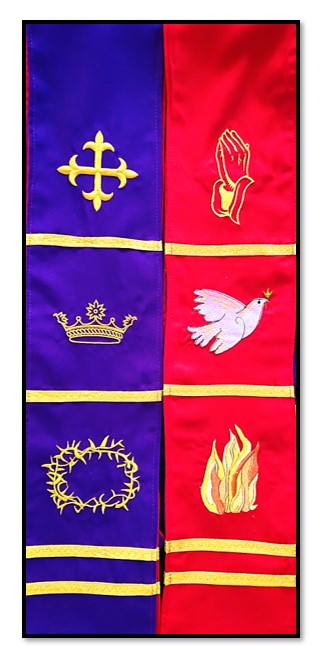 Two pointed Double Sided Stole - Purple and Red