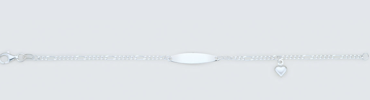 16cm Sterling Silver Baby/Child chain Bracelet with heart