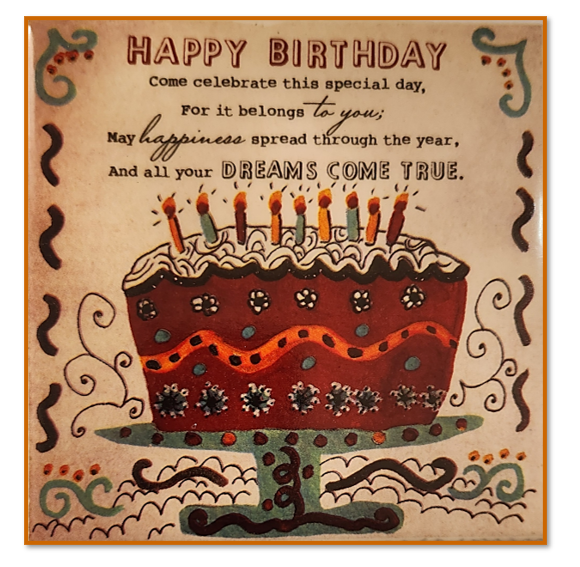 12.5cm "Happy Birthday"Ceramic Tile
