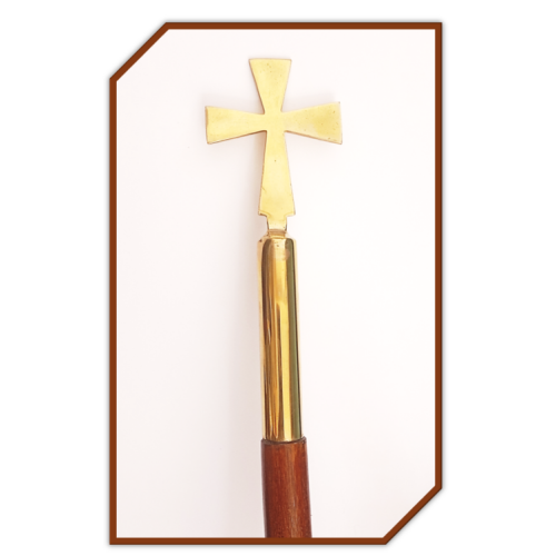 98cm Warden's Staff with Brass Cross top and base
