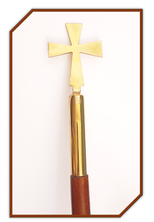 98cm Warden's Staff with Brass Cross top and base