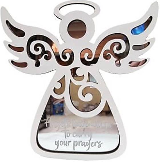 25cm Angel with Mirror background - Angels Have Wings to Carry your Prayers