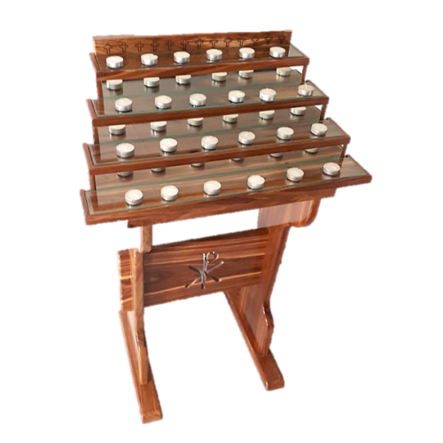 Tea Light Stand for Church - solid Kiaat / Glass Finishings